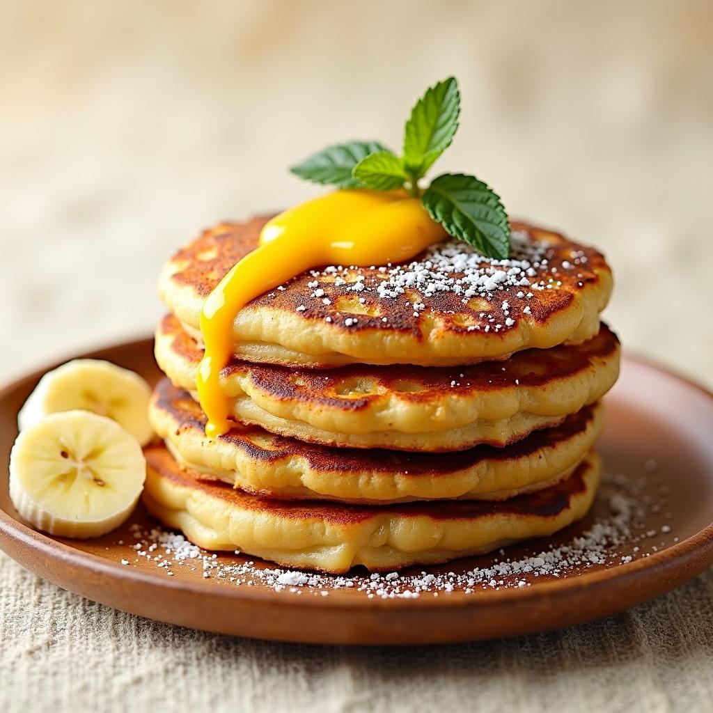 Crispy Banana Pancakes with Mango Dipping Sauce