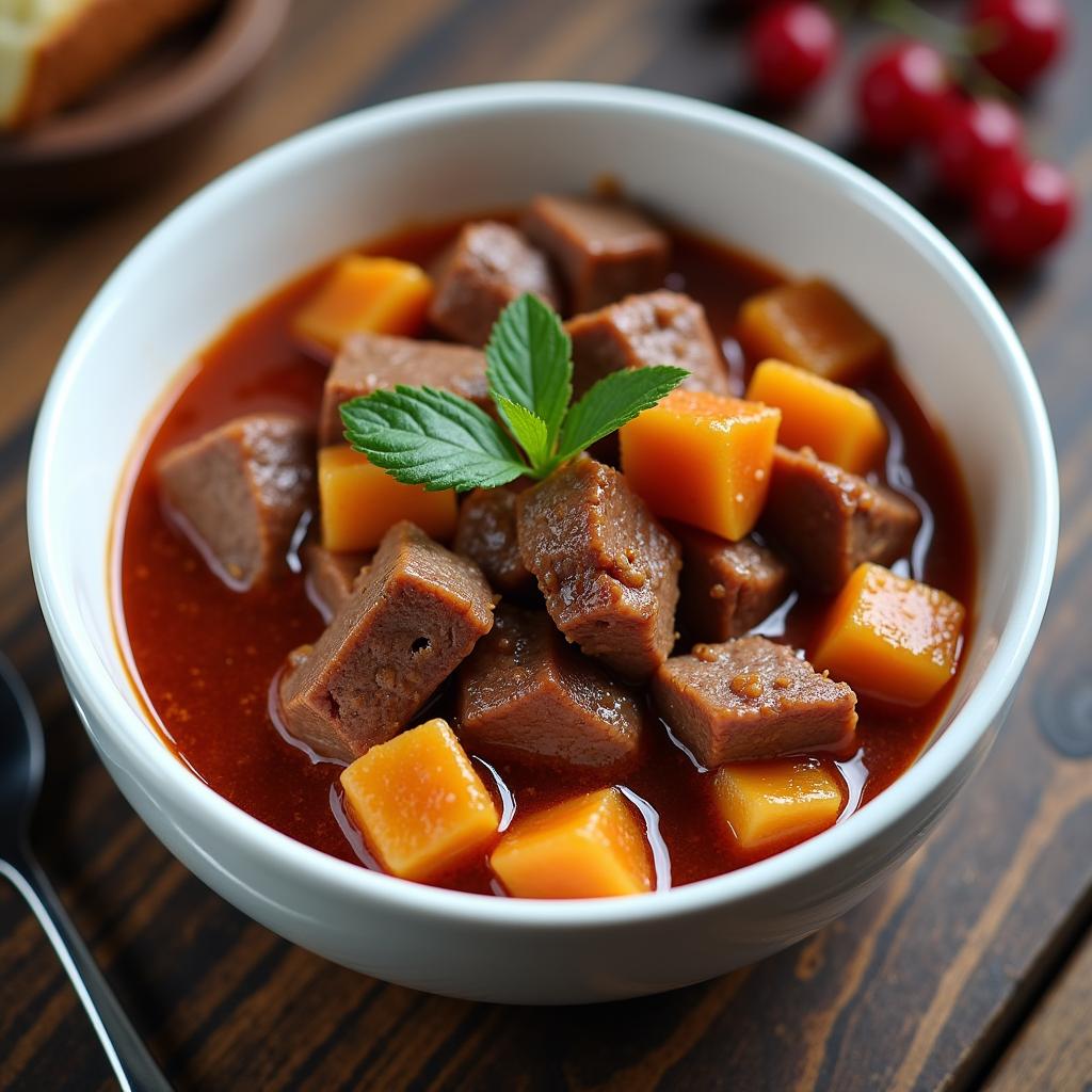 Godel's Göteborg Goulash, Swedish stew, beef, pork, allspice, cardamom, lingonberry crackers