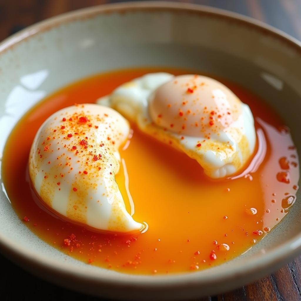 Gochujang-poached egg for Korean-Mexican fusion breakfast burrito