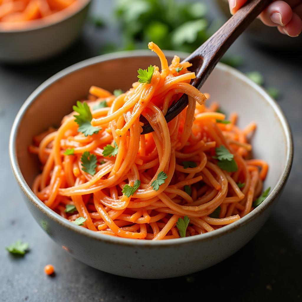 Kimchi slaw for Korean-Mexican fusion breakfast burrito